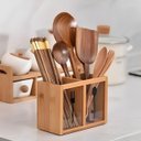 Ver imagem 4 de Porta Talher Duplo em Bambu e Acrílico 18x13cm