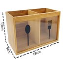 Ver imagem 2 de Porta Talher Duplo em Bambu e Acrílico 18x13cm