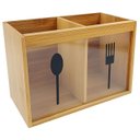 Ver imagem 1 de Porta Talher Duplo em Bambu e Acrílico 18x13cm