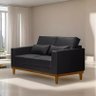 Sofá Living Valência 1,58mt - Base Madeira - Corino Preto - 1
