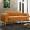Ver imagem 2 de Kit Sofá 3 Lugares 210cm com Poltrona Molino Base Castanho Pés D'ouro D02 Couríssimo Whisky B-90 - L