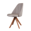 Ver imagem 2 de Cadeira Mariana com Base Giratória de Madeira Maciça Tecido Linho Bege