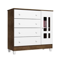 Quarto de Bebê Ariel 4 Portas Berço Mirelle com Colchão e Cama Babá Julia Branco Acetinado Amadeirad - 6