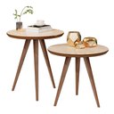 Ver imagem 1 de Conjunto Mesa Lateral Sofá Sala Pés Palito - Off White/freijó