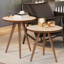 Ver imagem 2 de Conjunto Mesa Lateral Sofá Sala Pés Palito - Off White/freijó