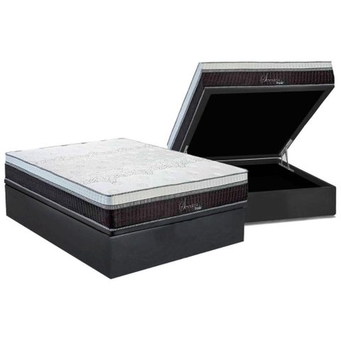 Cama Box Baú Casal: Colchão Molas Ensacadas Polar MasterPocket Serenatta + Base CRC Suede Gray(