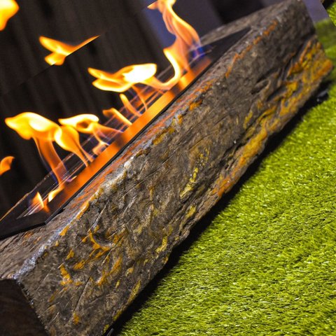 Lareira Ecológica Dormente Com Queimador Em Ferro E Manta Cerâmica - 1M X 25 CM - Kohala Master