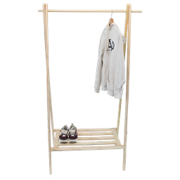 ARARA CABIDEIRO PARA ROUPAS COM PRATELEIRA RIPADA MADEIRA PINUS - ZAYA - LINHA RUSTIC - 4
