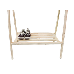 ARARA CABIDEIRO PARA ROUPAS COM PRATELEIRA RIPADA MADEIRA PINUS - ZAYA - LINHA RUSTIC - 3