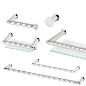 Kit de Acessórios para Banheiro com 6 Peças em Aço Inox Polido Brilhante Linha Tessália Stainless