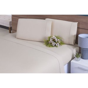 JOGO DE LENÇOL CASAL QUEEN SIZE 4 PEÇAS COLCHÃO ATÉ 35 CM DE ALTURA CAQUI