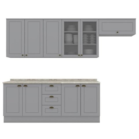 Cozinha Modulada 7 Pecas 280 Cm Ce791 Americana Cinza Calcare Henn