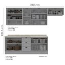 Ver imagem 4 de Cozinha Modulada 7 Pecas 280 Cm Ce791 Americana Cinza Calcare Henn