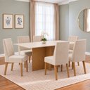 Ver imagem 1 de Conjunto Sala de Jantar Mesa Lana 160cm Tampo MDF Canto Reto 6 Cadeiras Flavia
