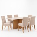 Ver imagem 2 de Conjunto Sala de Jantar Mesa Lana 160cm Tampo MDF Canto Reto 6 Cadeiras Flavia