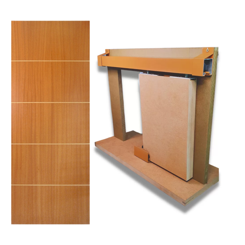 Kit Porta Madeira Frisada 4009 - 70x210 + Trilho Correr 1,40 Cereja + Brinde