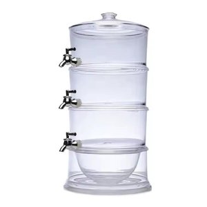Suqueira Tripla Dispenser 3 em 1 Grande 10,5 Litros Acrilica Multiuso Empilhavel Independente Kit