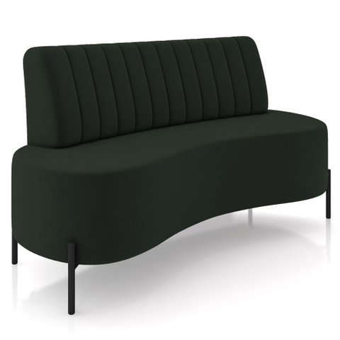 Sofá Chaise 2 Lugares Sala Living 135cm Pés Industrial Cayman K01 Veludo Verde - Lyam Decor