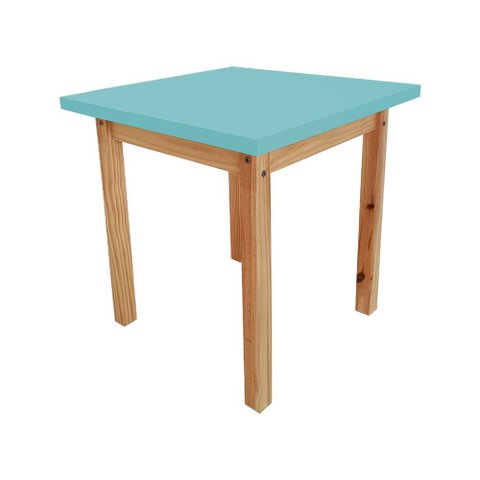 Mesa Infantil 65x65cm Azul Linha Colorê Base em Madeira Maciça Pinus