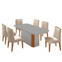 Ver imagem 2 de Mesa de Jantar Isadora 180cm Tampo MDF Vidro com 6 Cadeiras Veludo Creme Off White Naturale