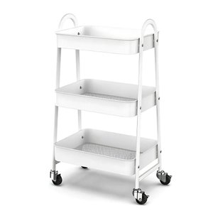 Prateleira de Metal Multiuso 3 Andares com Rodinhas - Branco