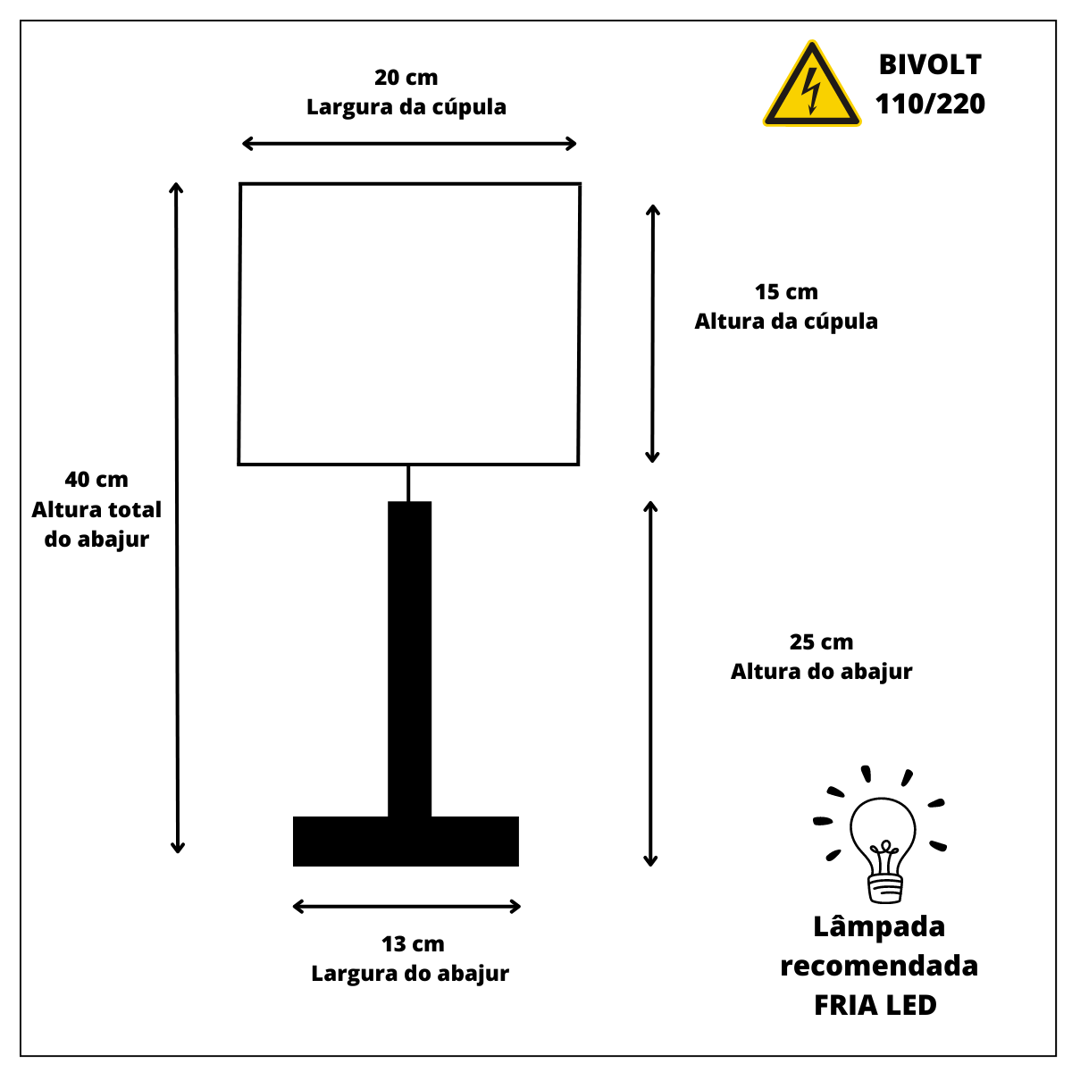 Kit 02 Abajur Luminária Quarto Pé Quadrado Imbuia Cúpula Algodão Crú (bege) - 4