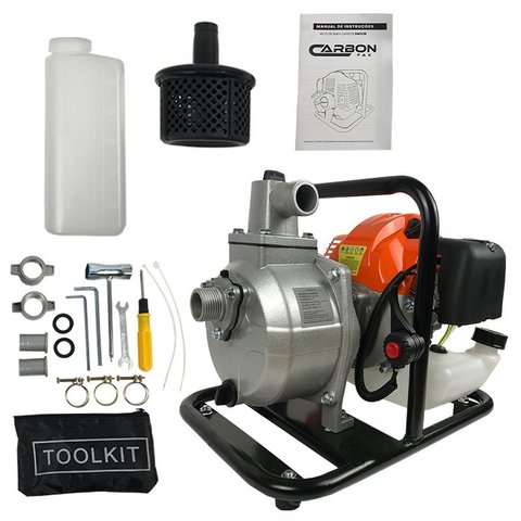 Motobomba a Gasolina 1" Polegada Autoescorvante 2T 2,5HP Partida Manual Carbon Fak