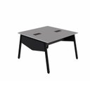 Ver imagem 1 de Mesa Escritório Plataforma 2 Pessoas 135cm com Tampo Chanfrado Pés em Metal Industrial Executive Cinza/Sagrado/Preto