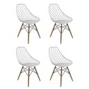 Ver imagem 1 de Kit 4 Cadeiras Kaila Branco – Pés de Madeira, Ideal para Sala, Cozinha e Ambientes Comerciais