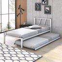 Ver imagem 1 de Cama Solteiro 100% Aço e Auxiliar Estilo Industrial:branco