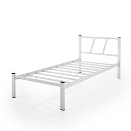 Cama Solteiro 100% Aço e Auxiliar Estilo Industrial:branco - 2