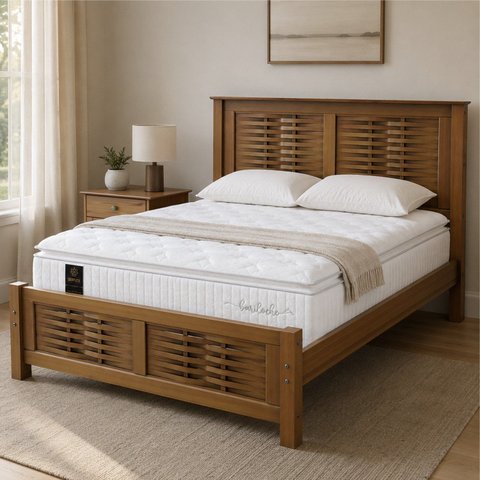 Cama de Casal 172x213x121cm Sol 100% Madeira Maciça