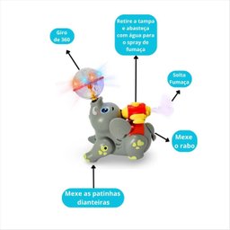 Elefante Interativo Infantil com Luzes, Sons, Spray e Movimento 360° - 6