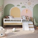 Ver imagem 3 de Cama Infantil Montessoriana com Escada e Escorregador Linha Affetto Aveiro/Branco - Completa Móveis