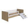 Cama Infantil Montessoriana com Grade e Escorrega Affetto Marrom Branco - 3