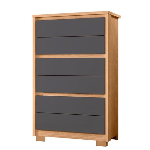 Cômoda para Quarto 6 Gavetas Mdp Duo Freijó/titanium
