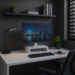 Suporte de Monitor em Mdf Branco Tx 50cm Largura Design Clean e Funcional - 4