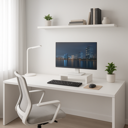 Suporte de Monitor em Mdf Branco Tx 50cm Largura Design Clean e Funcional - 3