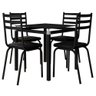 Conjunto Mesa de Jantar Tubular com 4 Cadeiras Malva Tampo Vidro Quadrado 75cm 118 SF Preto - Combo  - 2