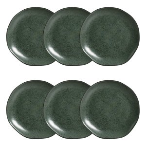 Conjunto 6 Pratos Rasos Stoneware Orgânico Arauco 26,5cm