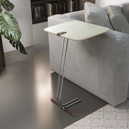 Mesa L50 Lateral Aproximação Sofá Off White Base Cromada - 1