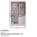 Ver imagem 3 de Guarda Roupa Solteiro 4 Portas 2 Gavetas Primor 121x209 cm Branco Absoluto Zanz