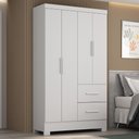 Ver imagem 2 de Guarda Roupa Solteiro 4 Portas 2 Gavetas Primor 121x209 cm Branco Absoluto Zanz