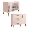 Berço Americano 2 em 1 e Comoda Sapateira Isis Retrô 1 Porta 4 Gavetas Infantil Rosa Fosco - Reller - 2