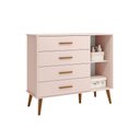 Ver imagem 5 de Berço Americano 2 em 1 e Comoda Sapateira Isis Retrô 1 Porta 4 Gavetas Infantil Rosa Fosco - Reller