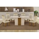 Ver imagem 1 de Mesa Doha 1,60 Off/decor Tampo Off C/vidro 6 Cadeiras Doha