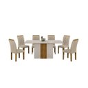 Ver imagem 2 de Mesa Doha 1,60 Off/decor Tampo Off C/vidro 6 Cadeiras Doha