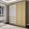 Guarda-roupa Solteiro Rosário 100% Mdf 3 Portas 3 Gavetas Castanho/off White - Panorama Móveis - 1