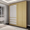 Ver imagem 1 de Guarda-roupa Solteiro Rosário 100% Mdf 3 Portas 3 Gavetas Castanho/off White - Panorama Móveis