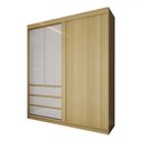 Ver imagem 3 de Guarda-roupa Solteiro Rosário 100% Mdf 3 Portas 3 Gavetas Castanho/off White - Panorama Móveis